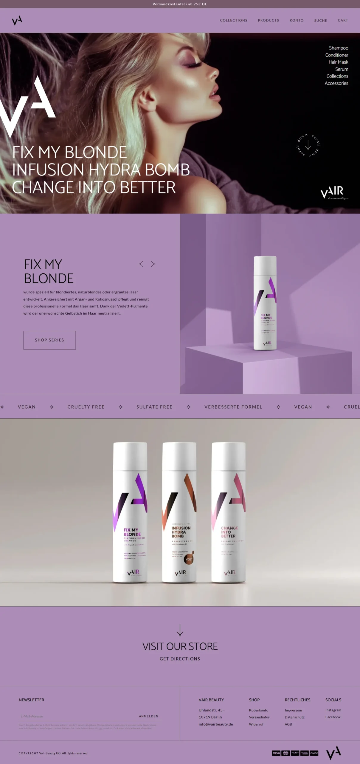 Vair Beauty — A Brand-First Shopify Store for Haircare (DACH)