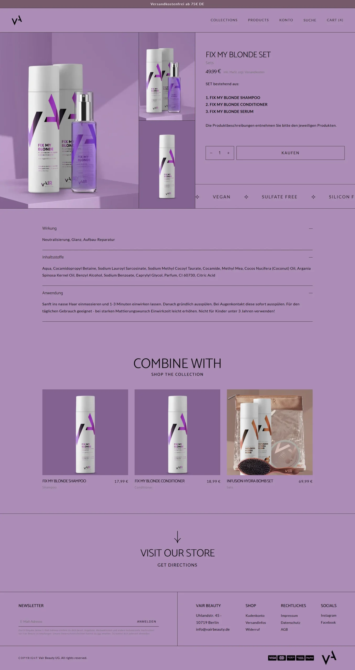 Vair Beauty — A Brand-First Shopify Store for Haircare (DACH)