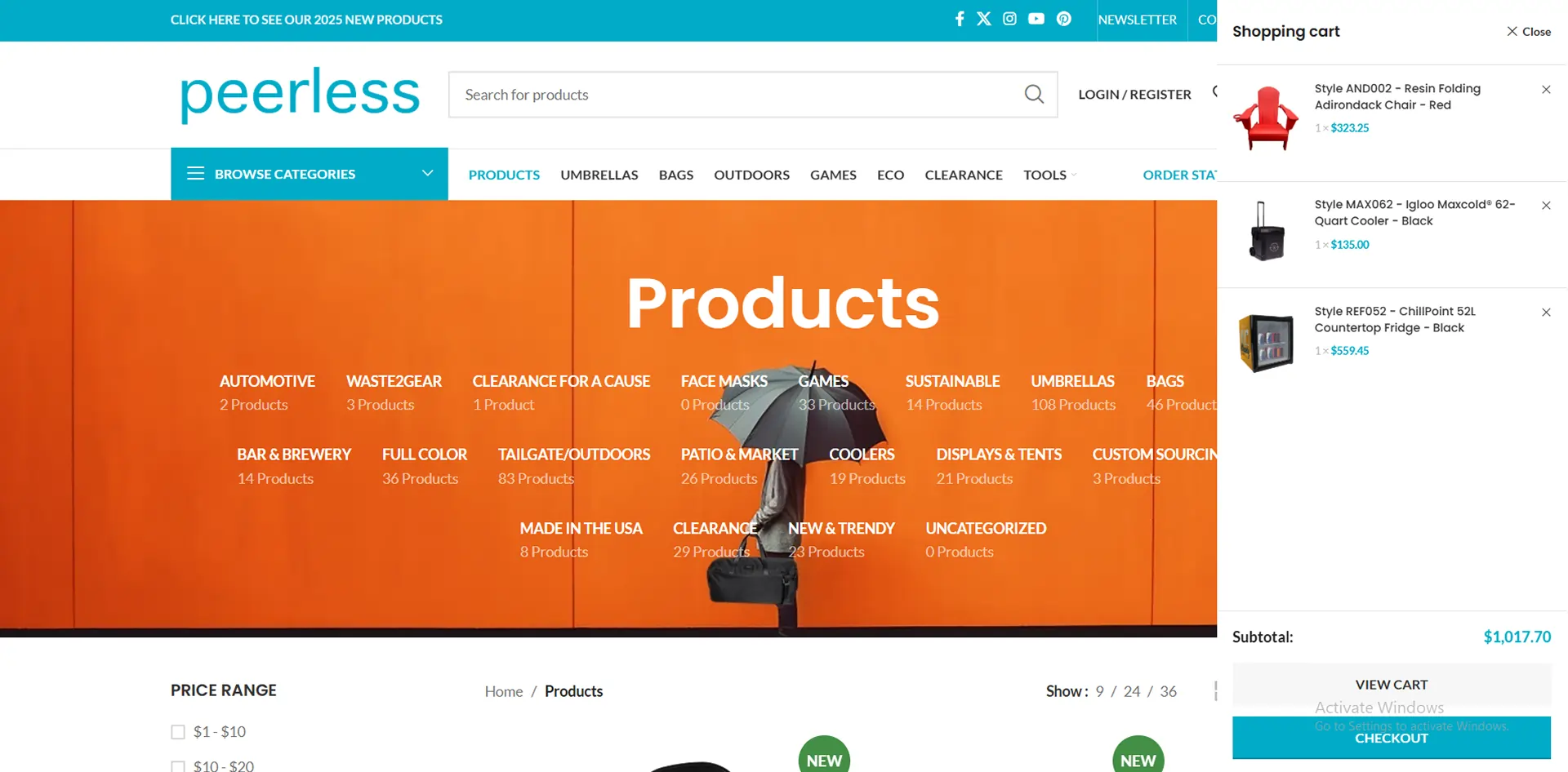 Custom WooCommerce Store for Peerless Umbrella (B2B & Wholesale)
