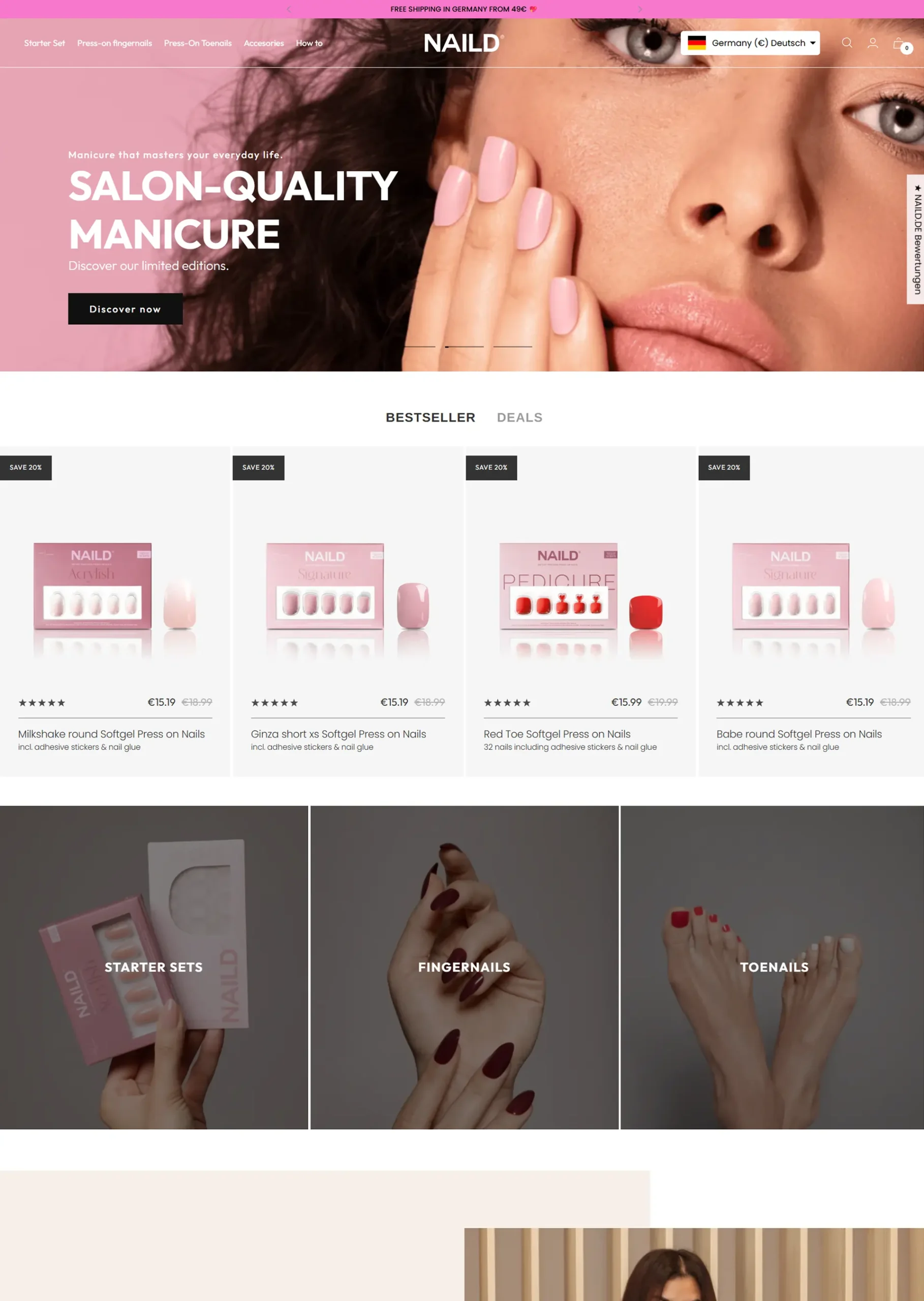NAILD.de – Custom Shopify Store for Nail Salon (DACH Press-On Nails)