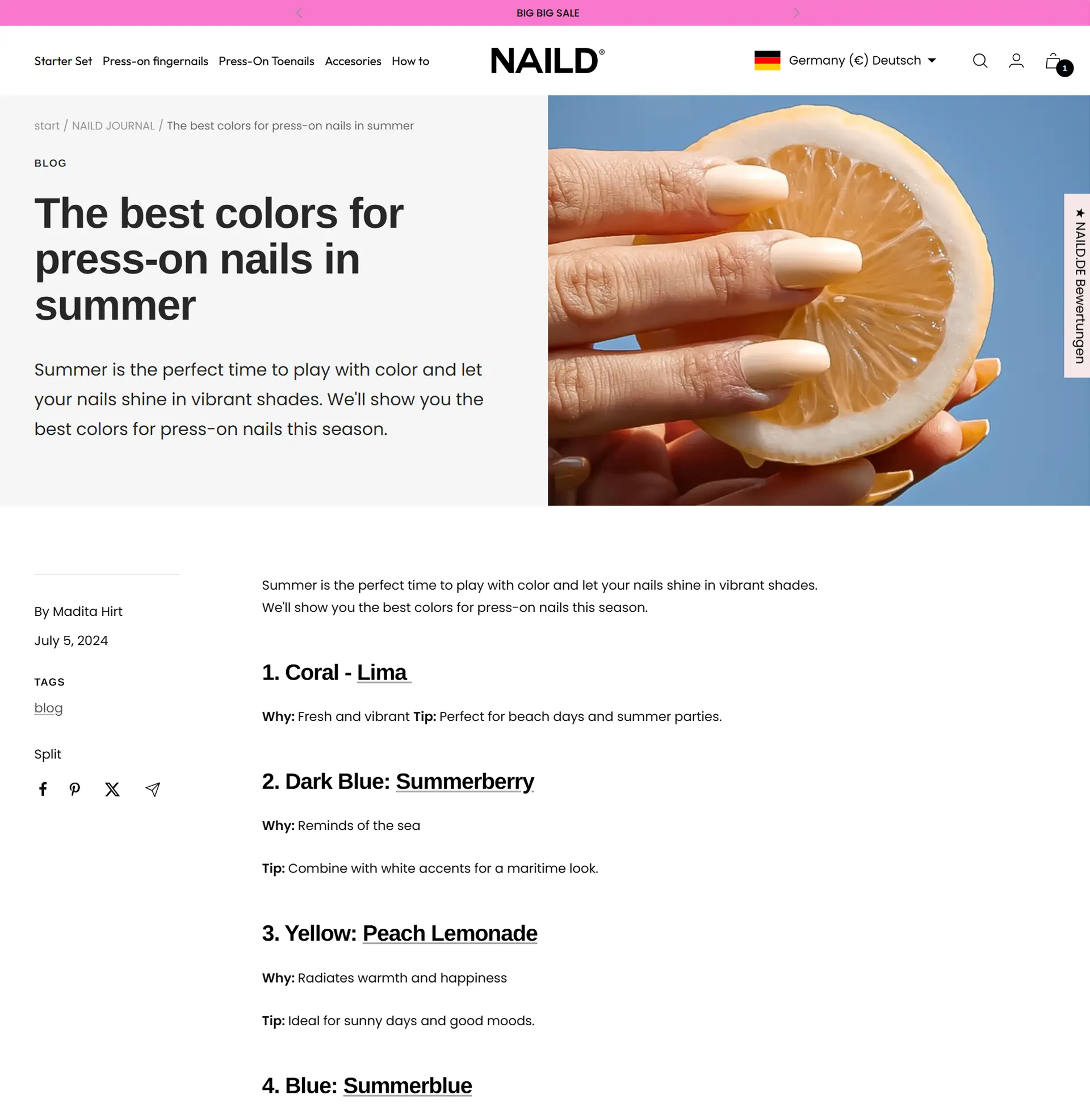 NAILD.de – Custom Shopify Store for Nail Salon (DACH Press-On Nails)